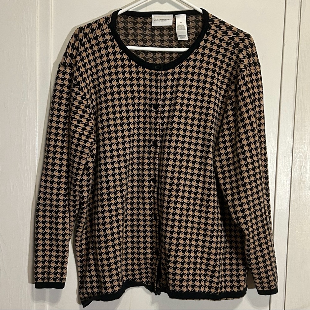 Vintage Liz Claiborne Women's Button-down Houndstooth Cardigan size 2X
